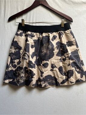 J. Crew Floral Cotton Mini Skirt Pull On Pleated Pockets Size 6